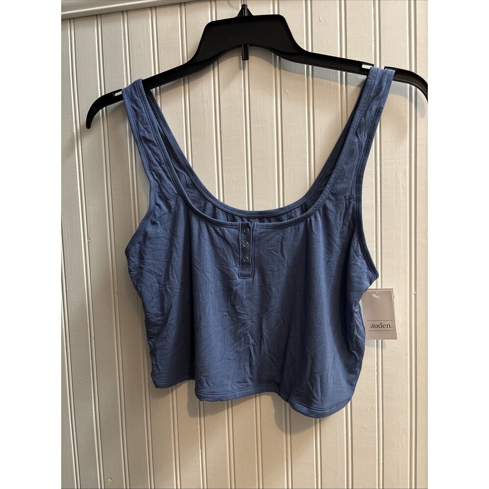 Woman Auden Blue Crop Tank Top XXL Chest 35" NWT Vacation Beach Modal School